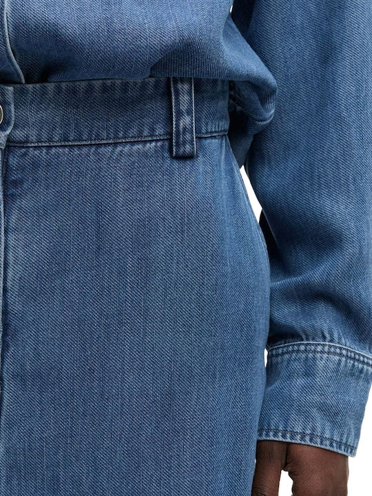 Denim Midi Rock Blau