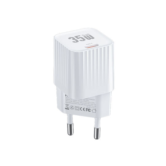 WK Φορτιστής Χωρίς Καλώδιο GaN με Θύρα USB-C 35W Power Delivery Λευκός (WP-U13)