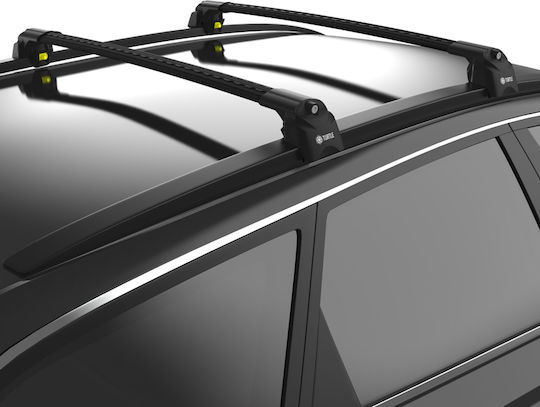 Turtle Roof Bars Aluminum Air2 (with Roof Rack Legs and Lock) Black
