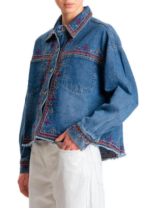 Damen Jean Jacke Denim Blau