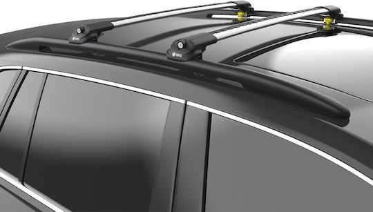 Turtle Roof Bars Aluminum Air1 98cm. (with Roof Rack Legs and Lock) Silver