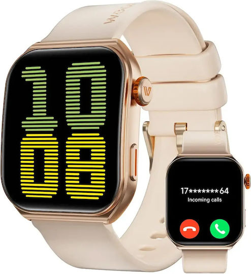 Weofly Edge 2 Aluminium 45mm Smartwatch με Παλμογράφο (Χρυσό)