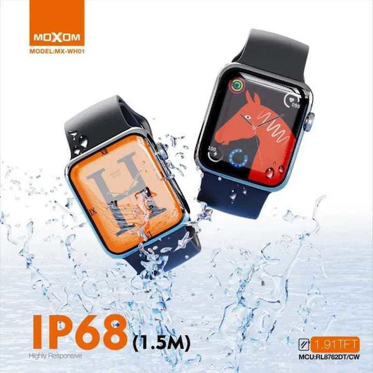 Moxom MX-WH01 Smartwatch με Παλμογράφο (Μαύρο)