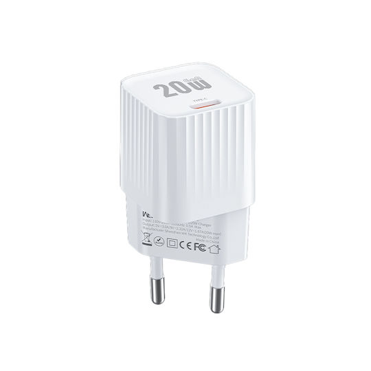 WK Φορτιστής Χωρίς Καλώδιο GaN με Θύρα USB-C 20W Power Delivery Λευκός (WP-U12)