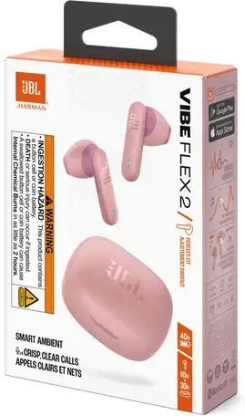 JBL Vibe Flex 2 Earbud Bluetooth Handsfree Căști cu Carcasă de Încărcare Roz