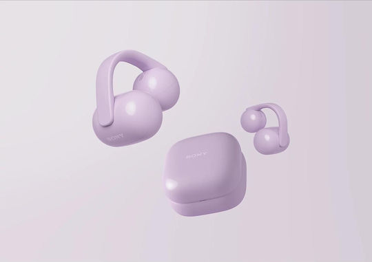 Sony LinkBuds Clip Bluetooth Kopfhörer mit Schweißbeständigkeit und Ladekoffer Lavendel