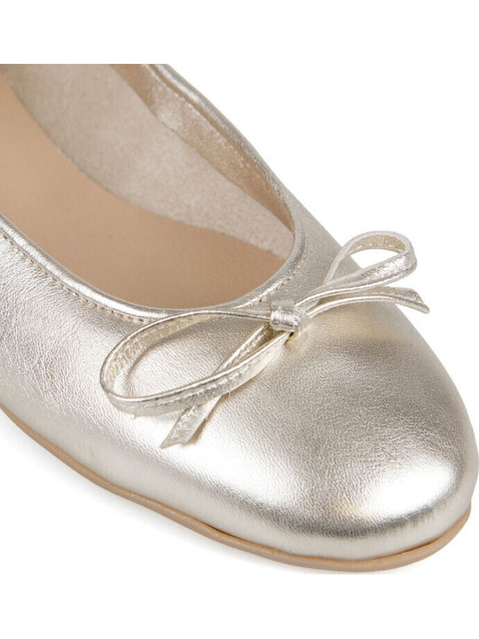 Leather Women's Ballerina Shoes In Gold Colour
