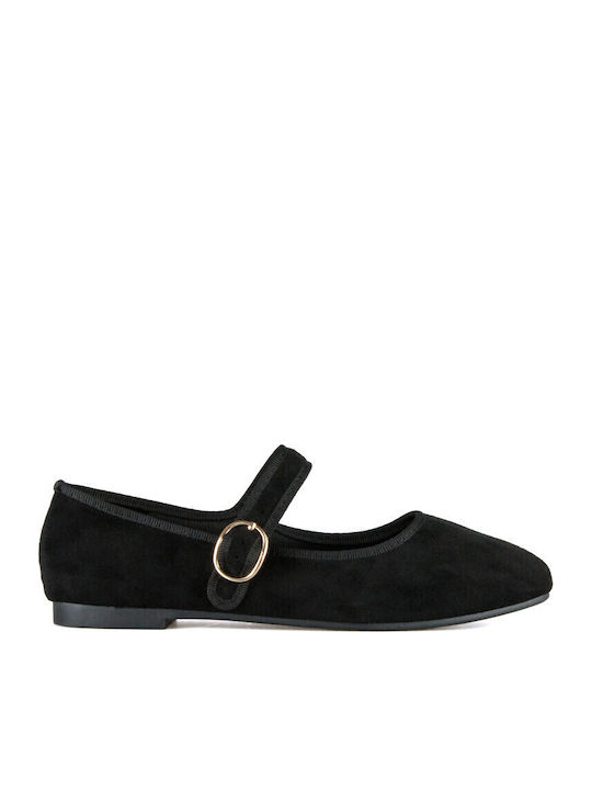 Suede Damen Ballerinas in Schwarz Farbe