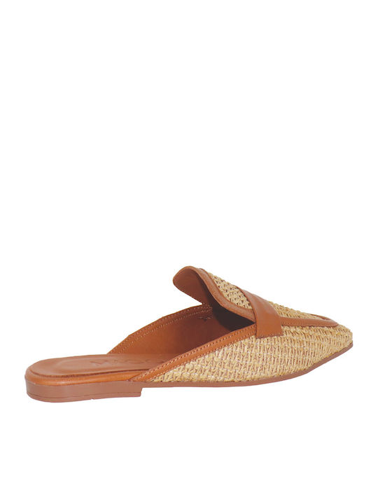 Flat Δερμάτινα Mules σε Ταμπά Χρώμα