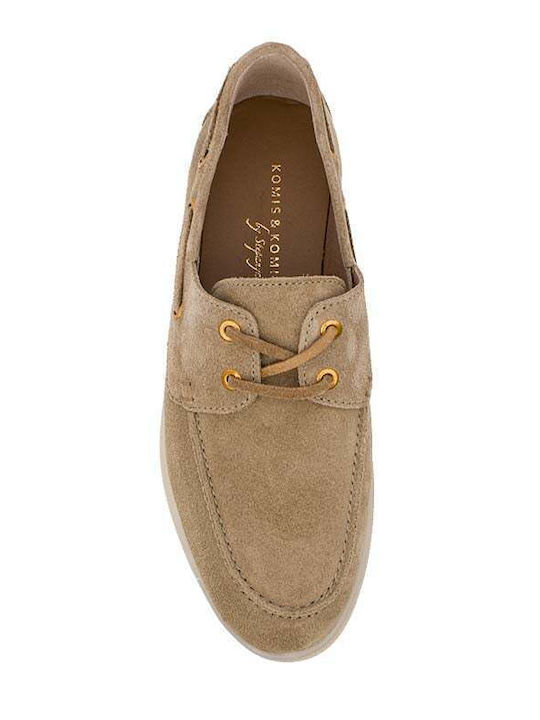 Δερμάτινα Γυναικεία Loafers σε Μπεζ Χρώμα