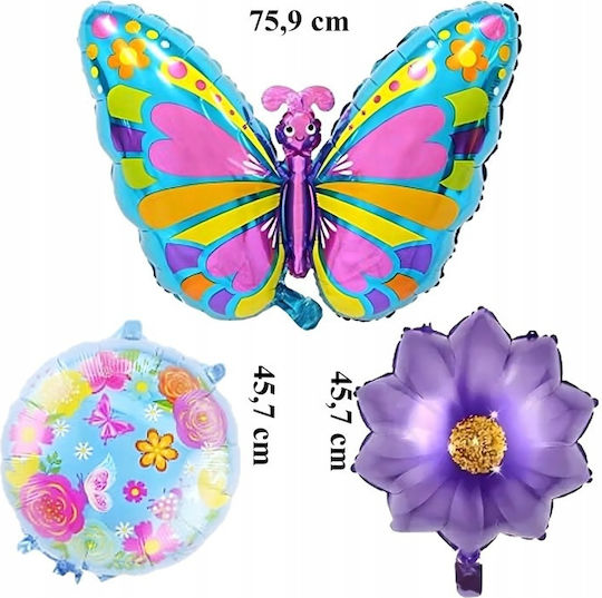 Set 5 Baloane Rotunde Zi De Naștere Fluturi Folie