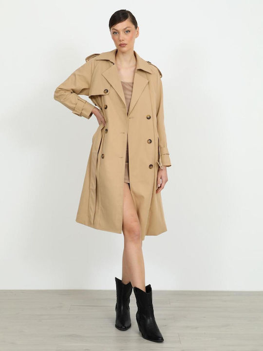 Damenmäntel Kamel Gabardine