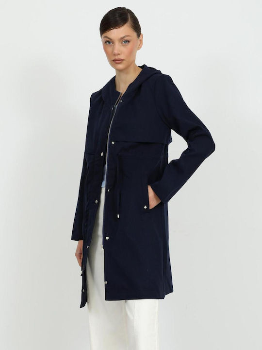 Women's Blue Navy Gabardine with Hood