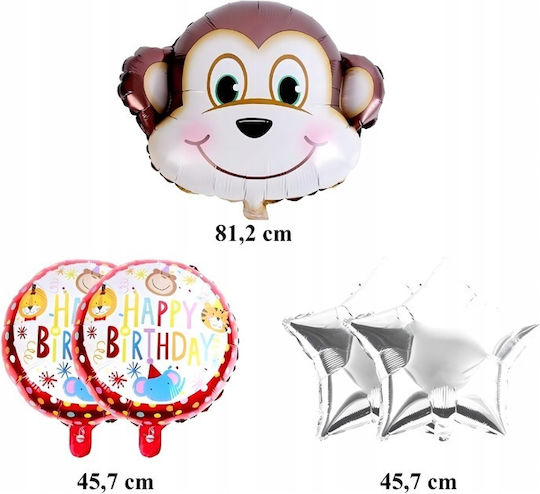 Set 5 Baloane Rotunde Zi De Naștere Folie Argintii