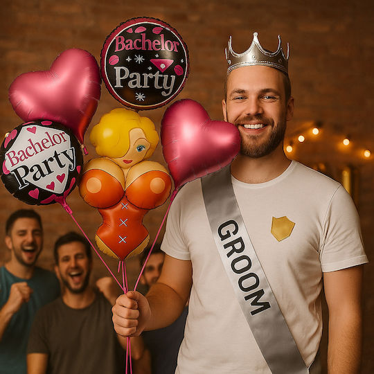 Set 5 Rund Luftballons Folie Mehrfarbig