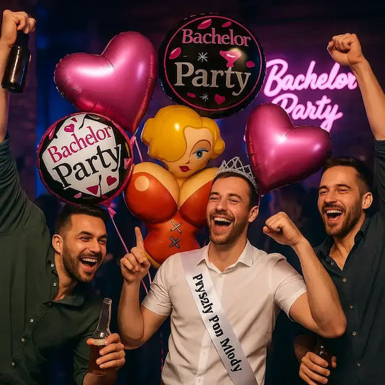 Set 5 Rund Luftballons Folie Mehrfarbig