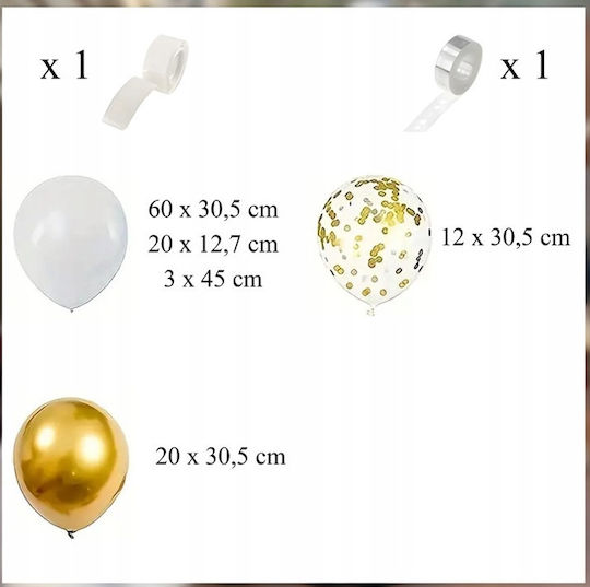 Compoziție cu 110 Baloane Numere Albe 45 cm