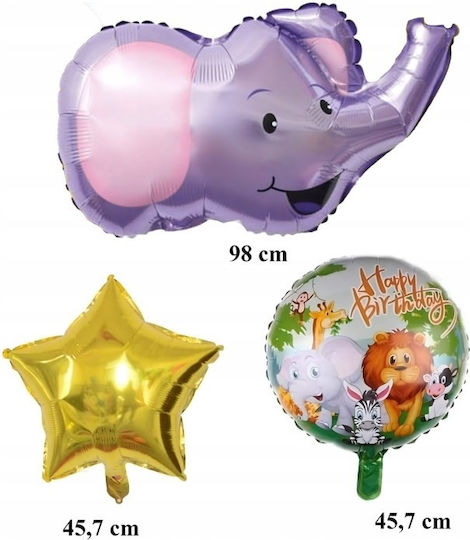 Set 5 Baloane Rotunde Zi De Naștere Folie Gri Jumbo 98cm