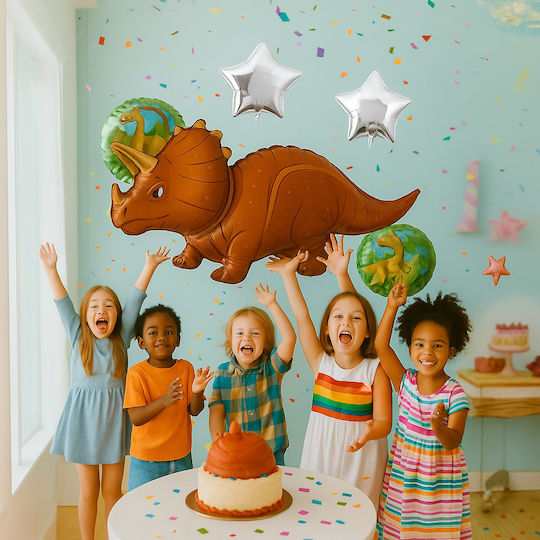 Set 5 Baloane Inimi Dinozauri Folie Maro Jumbo 91 cm