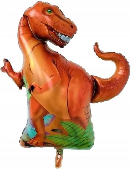 Set 5 Baloane Rotunde Zi De Naștere Dinozauri Folie Roșii Jumbo Cu LED 94 cm