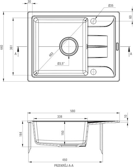 Deante Drop-In Кухненска Мивка Inox 58x44см Сива
