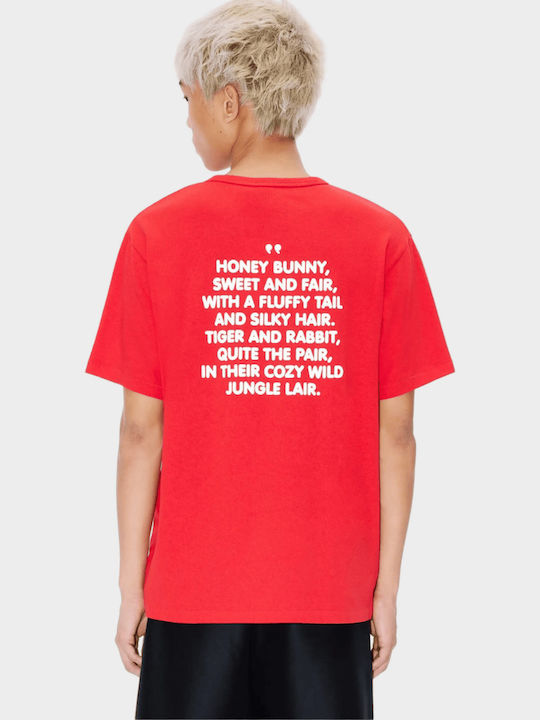 Cartoon Γυναικείο Oversized T-shirt Κόκκινο