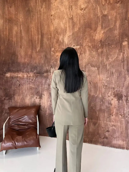 Damen Khaki Set mit Hochgebirge Gummibandhose in Loose Passform