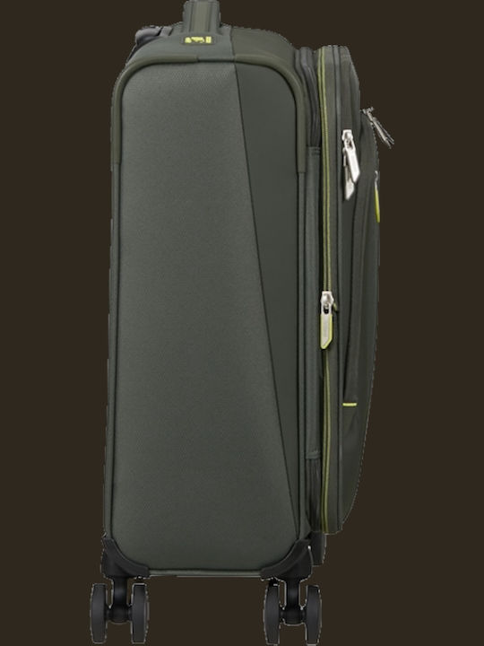American Tourister Wanderlite Cabin Fabric Suitcase Dark Forest With 4 Wheels Height 55cm