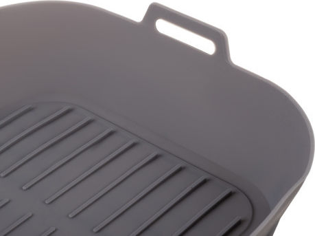 Formă Universală din Silicon pentru Air Fryer Antiaderentă cu 2 Mânere Rezistentă la Temperatură Înaltă 20 X 20 X 6 Cm Gri