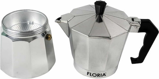 Stovetop Espresso Pot 6 Cups Silver