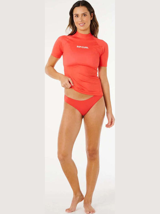 Rip Curl Surf UPF 50+ Women Short Sleeve Sun Protection Shirt Red