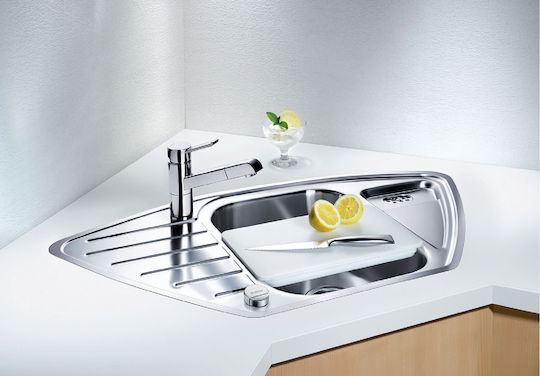 Blanco Lantos 9 Eif Ένθετος Νεροχύτης Γωνιακός Inox Brushed Μ93xΠ51cm Ασημί