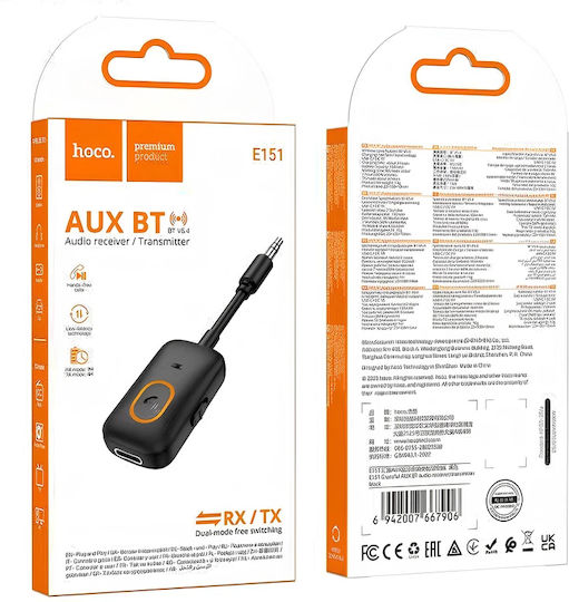 Hoco E151 Graceful Bluetooth Audio Transmitter & Receiver V5.4 Aux 3.5mm SD Microphone Black