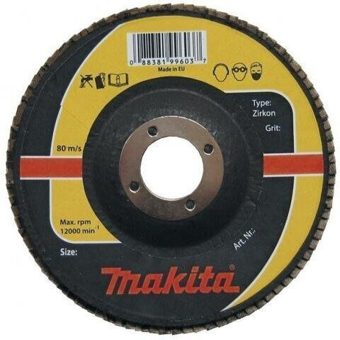 Makita Zirconia Flap Disc 125x22.23mm P60 Metal Stainless Steel