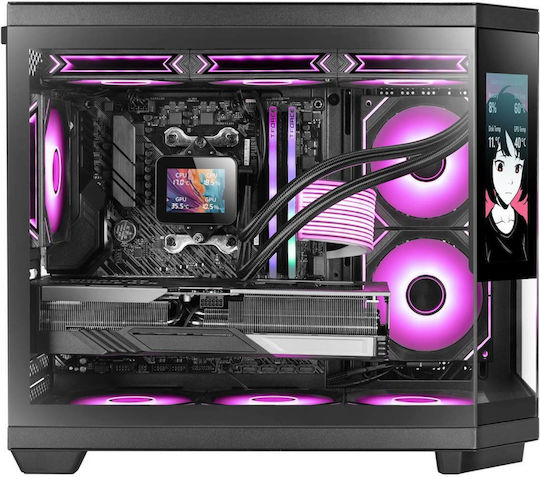 Mars Gaming MC-3TCORELCDM Gaming Midi Tower Κουτί Υπολογιστή με Πλαϊνό Παράθυρο Μαύρο
