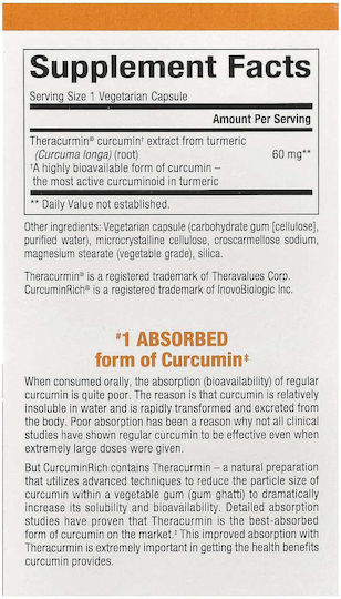 Natural Factors CurcuminRich Theracurmin 60 mg 30 Capsule