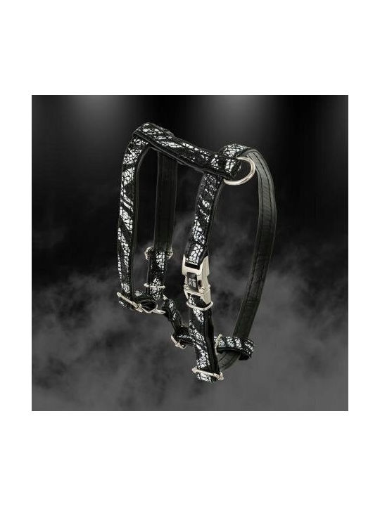 Dog Harness Equilibre Black Zebra Nickel Leather S 13mm/neck Circumference 25-40cm Chest Circumference 35-50cm