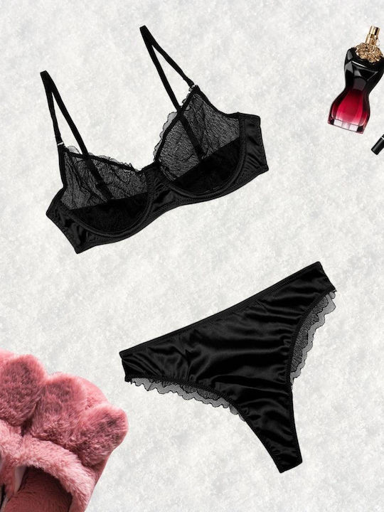Dyana Underwear Set Bra With Brazil Black