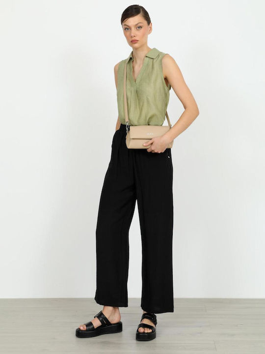 Pantaloni Largi De Damă Cu Elastic Negri