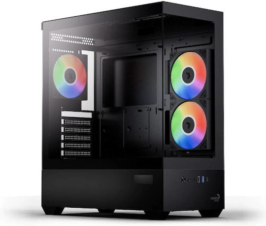 Aerocool P500D Digi-G-BK-v1 Gaming Midi-Turm Computergehäuse mit Seitenfenster Schwarze