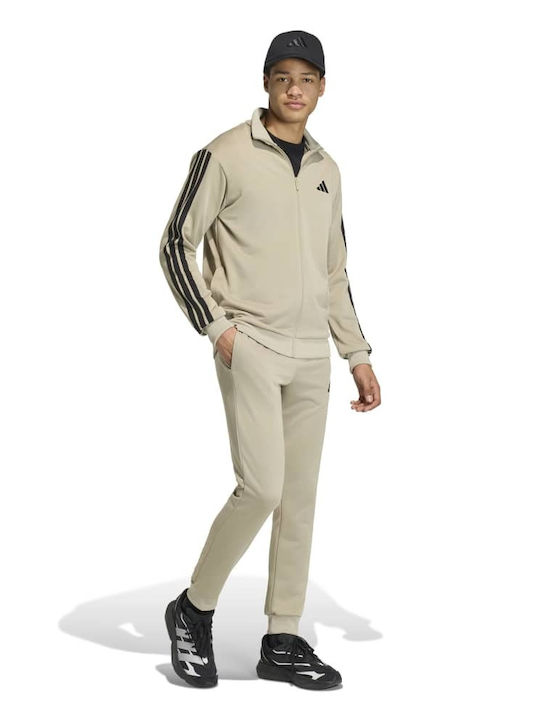 M 3s Glossy Tracksuit Set with Elastic Khaki