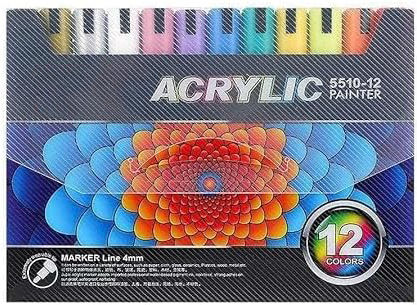 Markeri Acrilici Multicolor 0.4mm Set 12 Bucăți