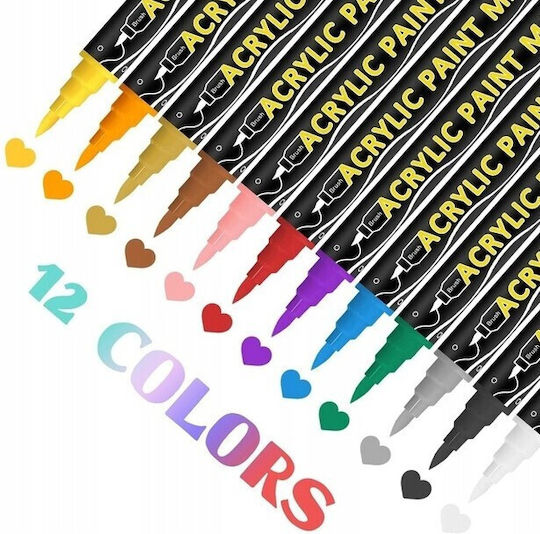 Markeri Acrilici Multicolora 1mm Set 12 Bucăți