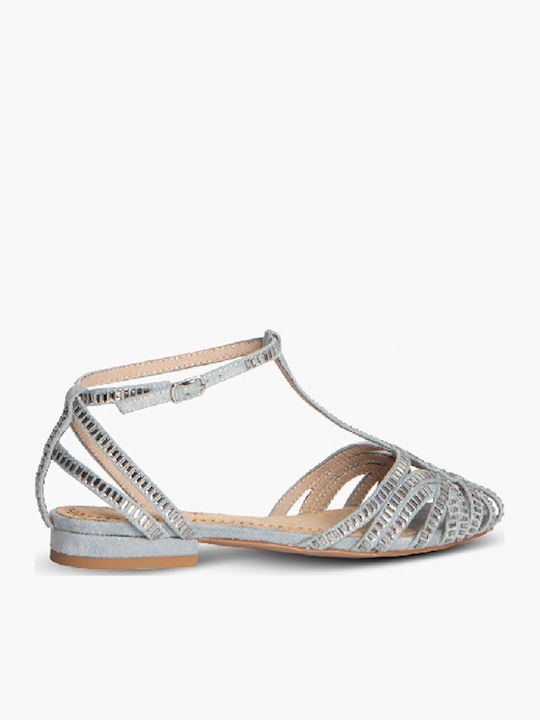 Flache Damen Sandalen Grau