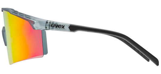 Uvex Cycling Glasses With Red Frame And Dark Mirror Lenses