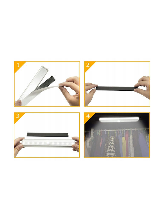 Led Lamp Motion Dusk Sensor Cool Light Automatic Shut-off Adhesive Magnetic Mount Battery Powered 19 X 3 X 1.5 Cm
