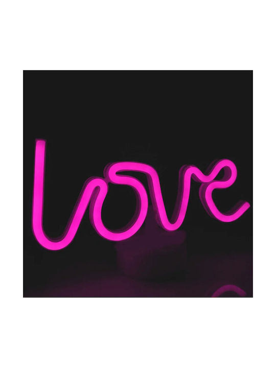 Led Decorative Lamp Neon Love Model Violet Light Battery Usb Cable Powered 34.5 X 13 Cm