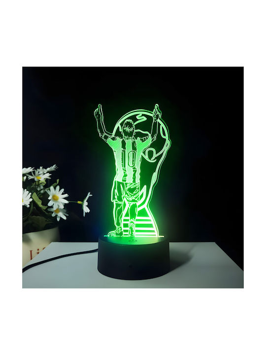 3D LED Настолна Лампа Нощно Шкафче Lionel Messi LED RGB 4 Режима На Осветление Дистанционно Управление Пластмаса Акрил