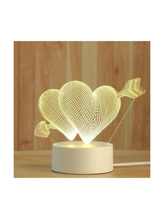 Lampă De Masă Led Rgb Iluzie 3D Noptieră Cupidon Inimi Alimentată Cu Baterie Usb 17 X 11.3 X 9.5 Cm