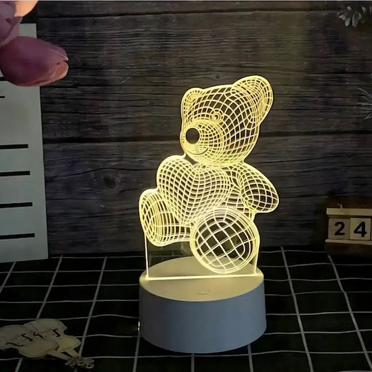 Lampă De Noptieră Led Rgb 3d Urs Inima Alimentată Cu Baterie Usb Lumină Alb Cald 22 X 11 X 8.5 Cm